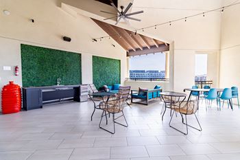 Sky deck with soft seating, televisions and bar - perfect for entertaining